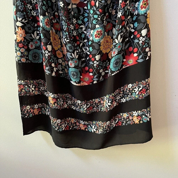 Ann Taylor Loft Black Floral Off Shoulder Dress Women's Sz Small Petite Boho - Picture 8 of 12